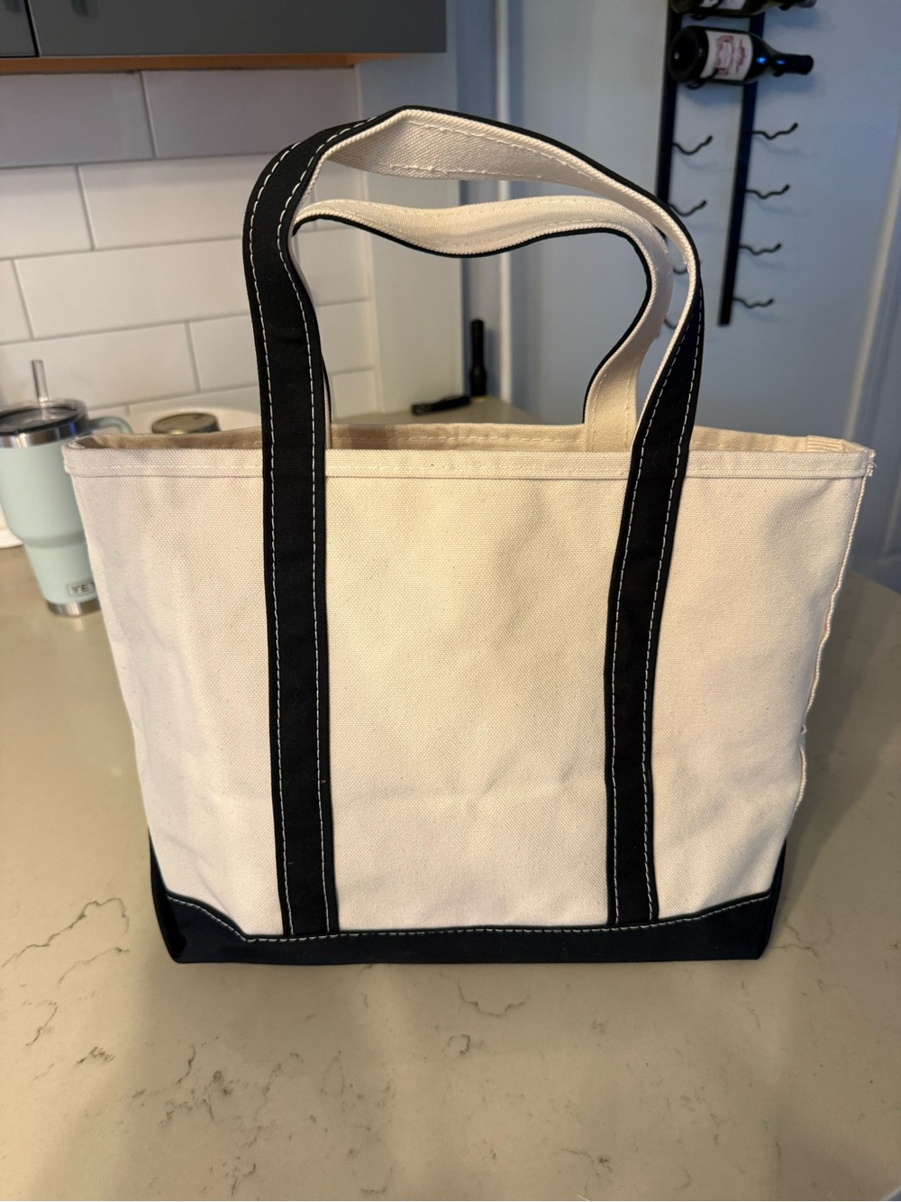 L.L. Bean Natural Canvas Boat and Tote with Black Logo - Picture 3 of 3